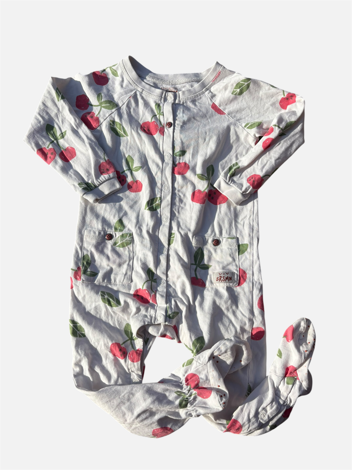 PYJAMA / Souris Mini 18-24 mois (blanc avec cerise)