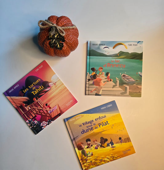 Le lac d’Annecy, Les tortues de Tahiti, Le village enfoui sous la dune du Pilat (3 livres*comme neuf*)